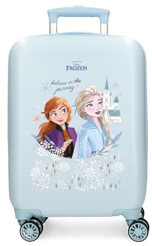 Borse Disney Joumma, Frozen Credi nel Viaggio, Valigia da Cabina, Valigia per Bambini, Realizzata in ABS, Quattro Ruote Doppie con Rotazione Multidirezionale, Serratura Laterale a Combinazione., Blu