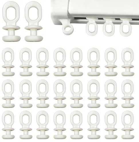 RXKFIGX 100 stycken gardinskenor för skenor hopvikbara glidare, vit plastgardin, krokar, gardinglider, draperier, gliders för gardinskena med skena, gardinsystem, dörrgardin, duschdraperier