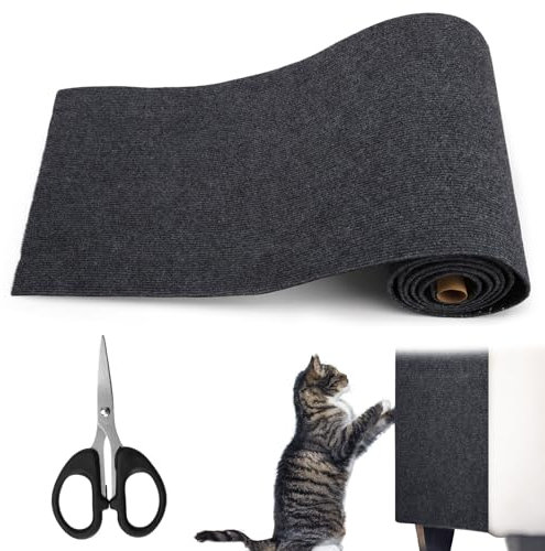 Kratzmatte Katze, 40cmx200cm Selbstklebend Kratzteppich Katze Wand, Kratzschutz Sofa Katze, DIY Trimmbarer Teppich Matte Pad Katzenkratzbretter Katzenkratzmatte (Dunkelgrau, mit Schere)