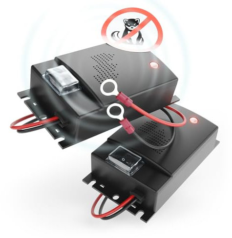 greate 2X Marderschreck Auto mit 12V Batterieanschluss - Marderschrecker Auto für Motorraum - Mader Abwehr, Marderschutz für Auto, Marderabwehr Auto, Marder Ultraschall, Maderschrecker Auto
