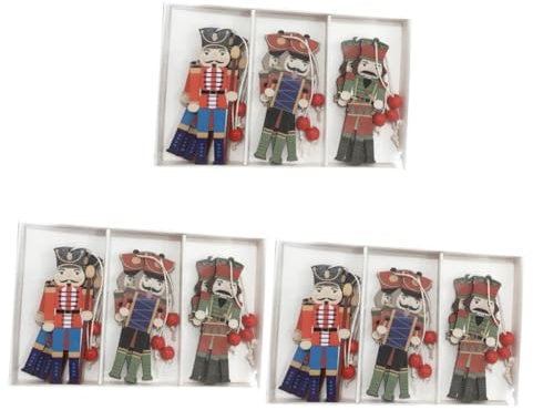 Cabilock 27 Pcs en Bois Casse-Noisette Dessin Animé Artisanat Ornement Noël en Bois Pendentif Décoration De Noël Casse-Noisette Soldat Décor Peint Ornement en Décor