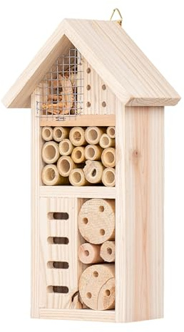 Insektenhotel H26cm Insektenhaus Holz Natur Schutz Bienenhotel Nistkasten Käferhaus zum Aufhängen Garten