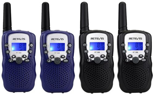 Retevis RT388 Talkie Walkie Enfants PMR446 8 Canaux Écran LCD Lampe de Torche VOX 10 Tonalités d'Appel Verrouillage des Canaux Talkie Walkie Jouet pour Enfant (Bleu Foncé, 1 Paire)