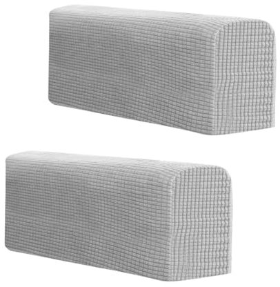 LAWALEISHE 2Pcs Armchair Covers Protectors Slipcover,Anti-Slip Sofa Arm Covers,Arm Rest Covers Thickened for Sofa Chair Furniture Protector Couches Recliner (Light Grey)