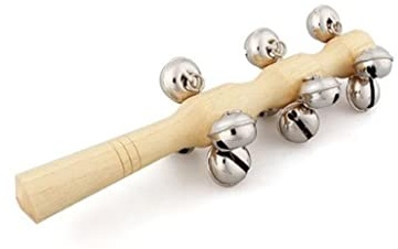 Christmas 13 Jingle Bells Baby Bells Safe Interactive Wooden Rattle Portable Christmas Ornaments Baby Rattle with Handle for Children Party Favor Gift Musical Toys