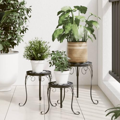 LLEZKBR Home & Garden Artikel-Pflanzenständer, 3 Stück, Schwarz und Weiß, Keramik