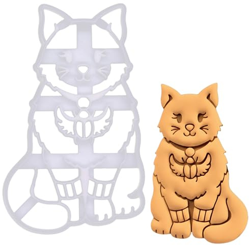 BAKERLOGY Cute Bastet Cookie Cutter (The Egyptian Goddess of Cats) - Bake Halloween Treats - Detailed Biscuit Cutter Design for Baking and Crafts, Ideal on Fondant, Dough, Clay