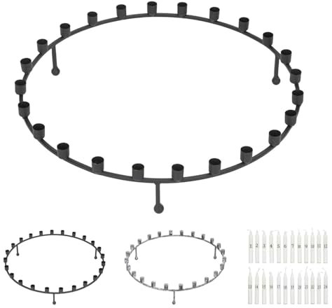 netproshop 1 Kerzenhalterring für Baumkerzen oder 1 Set mit 24 Baumkerzen für die Adventszeit, Auswahl:Kerzenhalter schwarz
