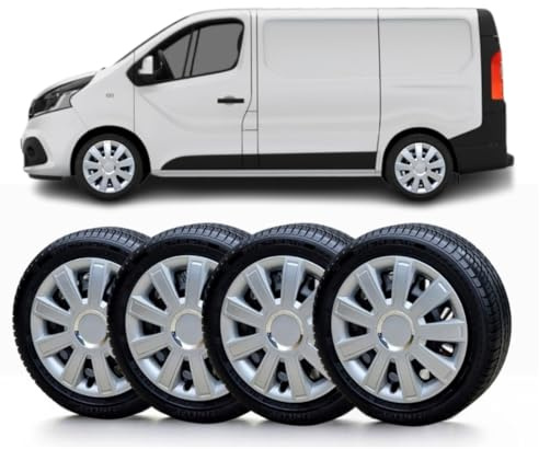 SOLIP 16 wheel trims, Hubcaps, Set of 4 for Vauxhall Vivaro, Citroen Dispatch, Peugeot Expert,Alloy wheels look covers Silver