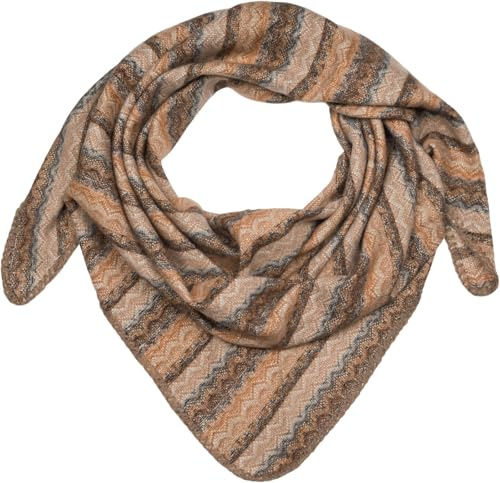 styleBREAKER XXL trekantig halsduk med sicksackvävmönster, flerfärgad triangelduk, halsduk mjuk och varm 01020051, taupe brun-svart, one size