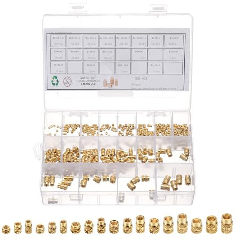 QUARKZMAN 365 Stück M2 M2,5 M3 M4 M5 M6 Gewindeeinsatz Einpressmutter Messing Gewindemutter Einschmelzgewinde Rändelmutter Threaded Inserts für 3D Druck Kunststoffschale