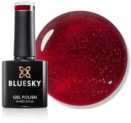 Bluesky Gel Nail Polish 10ml, Alluring Wine - VAL02, Valentines Red Glitter Gel Nail Polish for 21 Day Manicure, Requires Curing Under LED UV Nail Lamp