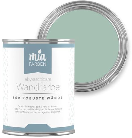 miafarben abwaschbare Wandfarbe für Wände & Tapeten 2,5L - sanfte, matte Farbtöne, hochdeckend (Mias Minze)