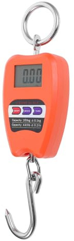 OUNONA Báscula Colgante Digital Portátil 200kg Gancho Electrónica para Pesar Maletas y Bolsas Viaje Industrial Precisión Alta Pantalla Lcd Naranja