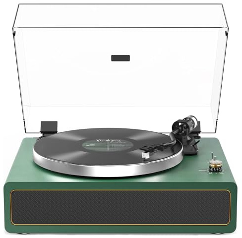 Plattenspieler mit Integrierten Lautsprechern Riemenantrieb 33/45 U/min Vinyl Schallplattenspieler Unterstützt Bluetooth-Wiedergabe mit Auto-Stopp Funktion RCA Out und AUX-In