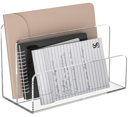 Sezanrpt Acryl-Aktenhalter, 2 Fächer, transparenter Schreibtisch-Organizer, Büro-Magazin-Ordner, Organizer