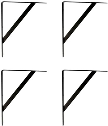 Amig – Pack de 4 supports pour étagères – Couleur noire – Équerres pour étagères 300 x 225 mm – Acier robuste : jusqu’à 260 kg