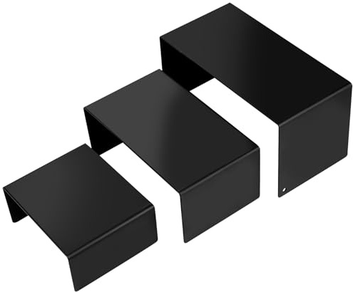 3 Pcs Expositor Figuras de Niveles, Soporte de Exhibición de Metálicos Negros, Soportes Elevadores de Exhibición Estantes de Metálicos para Organizador de Figuras Pop Perfumes Cupcakes(3 Tamaños)