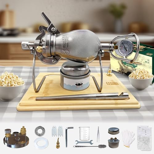 jvsufuik Chinesischer Popcorn-Popper, 520 ml, mit 2 Beuteln | Doppelventil, Edelstahl, Hochdruck-Popcorn-Popper, für Familientreffen, Partyspaß
