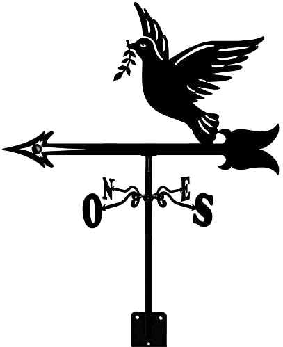 JIPOFAN Weathervane,Farmhouse Weather Vane Roof Mount Rod, Stainless Steel Wind Direction Indicator Outdoor Metal Bracket Weathervane for Garden Yard (Pigeon)