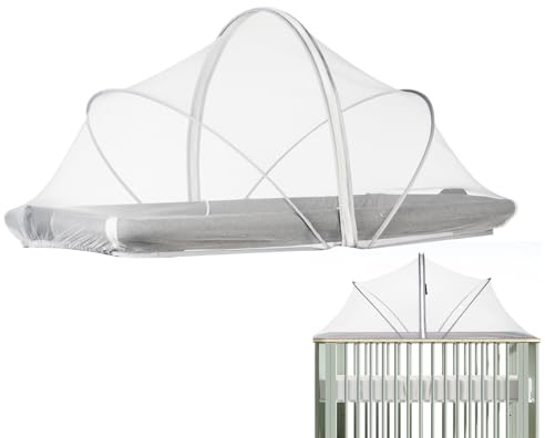 Moustiquaire pour Bébé Lit Berceau 55x100x55cm Filet De Berceau Respirant Universelle Pliable Portable avec Fermeture Éclair Confortable pour Balancelle Poussette Parc Bébé Et Espaces Réduits
