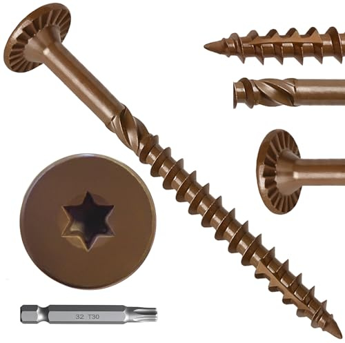 #14 x 3 Wood Structural Lag Screws 54Pcs, Torx Drive Deck Screws with Upgraded Thread, Rust Resistant Timber Screws for Outdoor Construction, T30 Star Bit Included