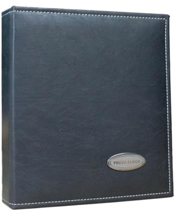 Album De Fotos Álbumes de fotos de cuero grandes de 40 hojas y 80 lados, álbum de recortes total, libro de invitados de boda, álbum de inserción de libro de recuerdos creativo DIY(Black)