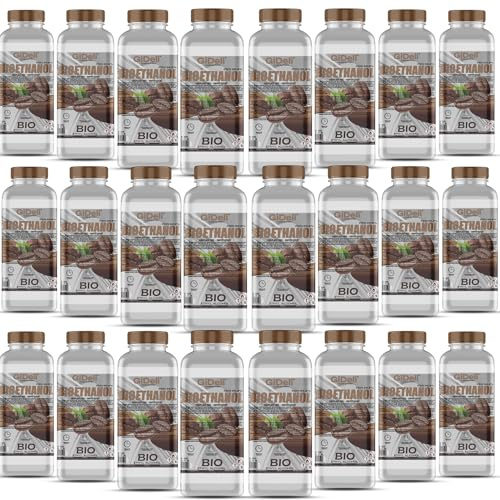 GiDeli Bioetanol - Fragancia de café (24 x 1 L, 96,6% etanol, para chimeneas interiores y exteriores, sin humo ni hollín, de maíz y remolacha azucarera)