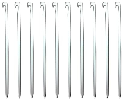 MZRAN 10PCS Long Aluminum Alloy Tent Stakes Reinforced Head Design Metal Texture For Camping Environment Aluminum Alloy Camping Tent Pegs
