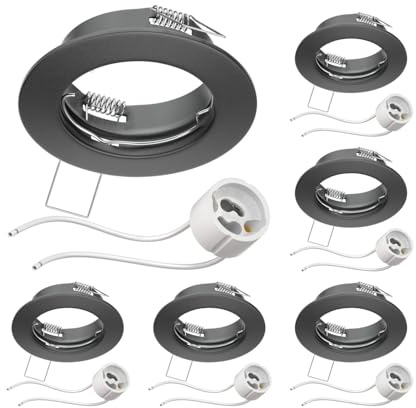 ledscom.de 6x Decken-Einbaurahmen FERE Einbaurahmen anthrazit matt (LED/Halogen/GU10/MR16/PAR16/50mm) inkl. GU10 Fassung