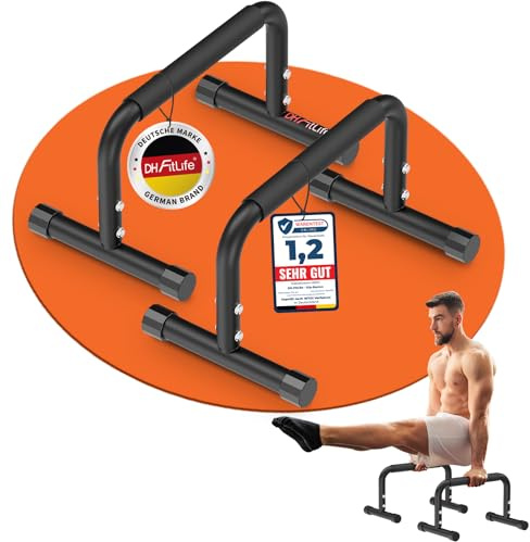 DH FitLife Verstellbare Bars (30-35cm) für Calisthenics | 2 Stufige Liegestützgriffe & Parallettes | 200kg Calisthenics Push Up Bars | Dip Stange für Fitness & Sport | Indoor&Outdoor