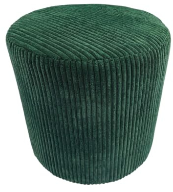 Max Mebels Cord-Hocker POSO 40x40 cm gepolstert rund – weiches Sitzkissen oder Fußhocker für Wohnzimmer – Dunkelgrün
