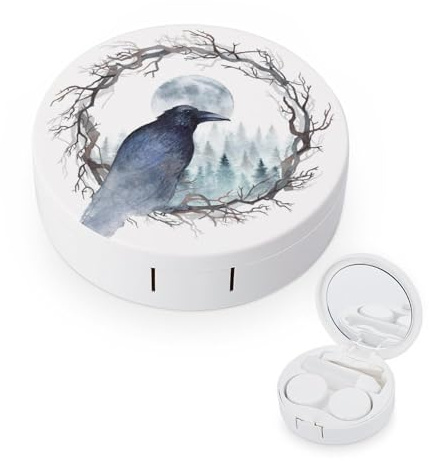 fkgvwo Contact Lens Case Black Bird Contact Lens Box Travel Kit Portable for Travel & Home