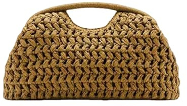 Gyios umhängetasche Damen Naturfaser-Clutch-Tasche, Strand-gewebte Strohtasche, Lässige Urlaubs-Clutch-Tasche, Muscheltasche, Geldbörse, Elegante Damentasche-gelbbraun