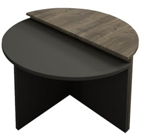 Moderno Juego de Mesa de café (2 Piezas), Nogal y Antracita, 70 cm, 100% melamina, Tablero de partículas Recubierto de melamina, 18 mm de Grosor, Elegante y Funcional para Espacios de Vida