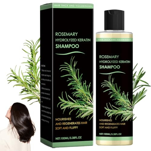 Rosmarin Shampoo Gegen Haarausfall, Rosemary Hair Growth für Haarwachstum, mit Hydrolysiertem Keratin, Verdickendes Shampoo für Feines Haar, Stärkt Haarwurzeln für Frauen & Männer, 100ml