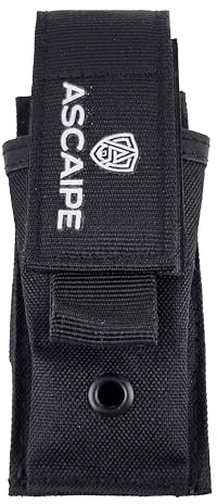 ASCAIPE Holster Gürteltasche EDC – kompakt wasserabweisend Polyester (CaipTex)-Holstertasche mit Druckknopf-Gürtelbefestigung, Robustes Tool-Holster für Multitool Taschenlampe Stift (Schwarz)