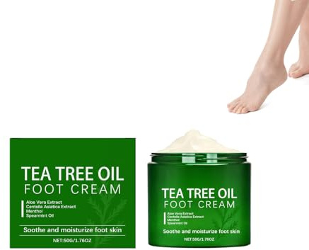Crema De Pies De Aceite De árbol De Té, Bálsamo Para Pies, Rico En Esencia De Aceite De árbol De Té, Para Pies Secos Agrietados, Hidratante Y Reparadora Para Talones, Manos Y Codos, 50g