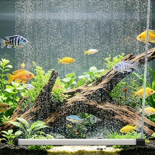 XEERUN Fish Tank Air Bubbler, 40CM Air Stones for Fish Tanks, Quiet High Dissolved Oxygen Diffuser Bar with 2M Air Tubing, Shut-off Valve & Suction Cup, Aquarium Air Stone for Fish Tanks, Hydroponics