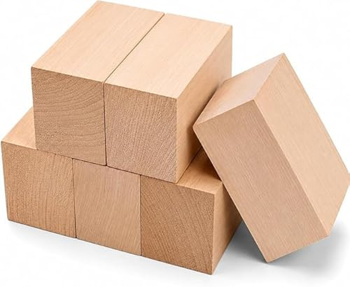 6 Blocchi di Legno da Intaglio e Scultura (il più scelto) 10X5X5 CM, Legno Tiglio di prima scelta per Intaglio, Alta qualità ideale per Intaglio e scultura Fai Da TE