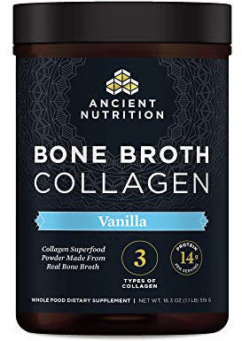 Ancient Nutrition Collagen Powder, Bone Broth Collagen, Vanilla, Hydrolyzed Multi Collagen Peptides, Supports Skin and Nails, Joint Supplement, 30 Servings, 18.3oz