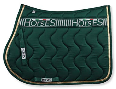 Horses, Schabracke Gloss, Weiche und Widerstandsfähige Schabracke, Unverzichtbar, um das Pferd vor Traumata und Übermäßigen Stößen zu schützen, Nüchtern und Elegant (Grün, Full)