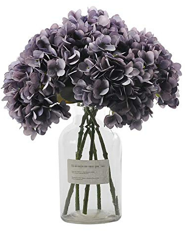 cn-Knight 6pcs Künstliche Hortensien,35cm Hortensien-Blumensträuße für Hochzeit,DIY,Heimdekoration,Tafelaufsätze,Bluish Violet