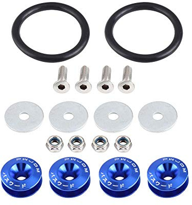 Kit di fissaggio per paraurti per auto, rondella per paraurti in lega di alluminio/kit di fissaggio vano motore per bulloni Chiusura rapida(Blue)