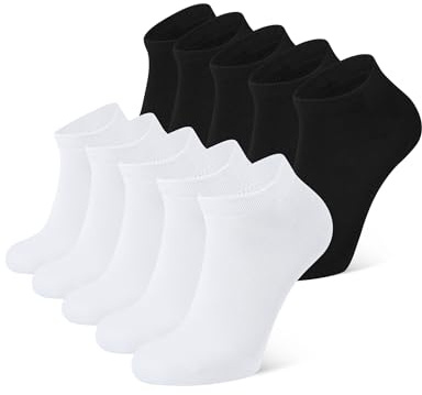CLOSEMATE 5/10 Pairs Ankle Socks for Men Women Breathable Cotton Non Slip | Soft moisture-wicking cotton blend, low cut, reinforced heel & toe and comfortable fit for sports casual