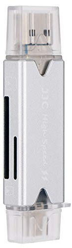 JJC USB 3.0 SD Card Reader, 3IN1 USB C/USB 3.0/USB 2.0 OTG Dual (TF/SD) Memory Card Reader for SDXC, SDHC, SD, MMC, RS-MMC, Micro SDXC, Micro SD, Micro SDHC Card, Support UHS-I Cards - SILVER