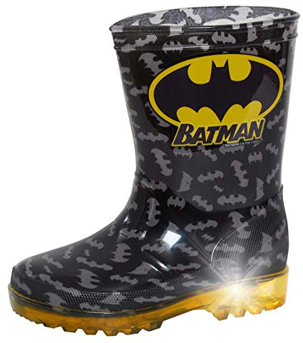 DC Comics Bottes de pluie lumineuses pour enfants Batman pour garçons et filles, Noir , 31 EU
