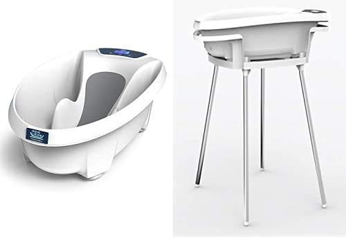 Aqua Scale V3 Next Generation Digital Baby Bath, White with V3 Safety Bath Stand, White