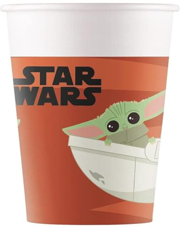 Procos 93481 - Party-Becher Star Wars Mandalorian, max. Füllmenge 200 ml, 8 Stück, Einwegbecher aus Papier, Kindergeburtstag, Party-Geschirr, FSC® Mix