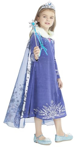 Gridamea Prinzessinnenkleid für Mädchen mit Krone, Zauberstab, Handschuhen und Zubehör – Kostüm für Kindergeburtstag, Party, Cosplay